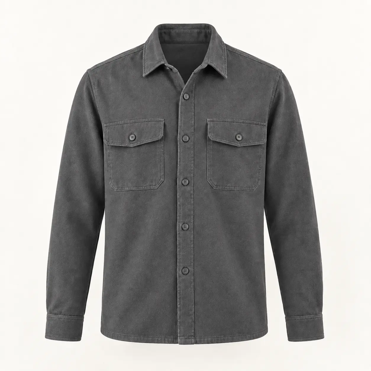 Charcoal Brushed Cotton Overshirt demonstration image