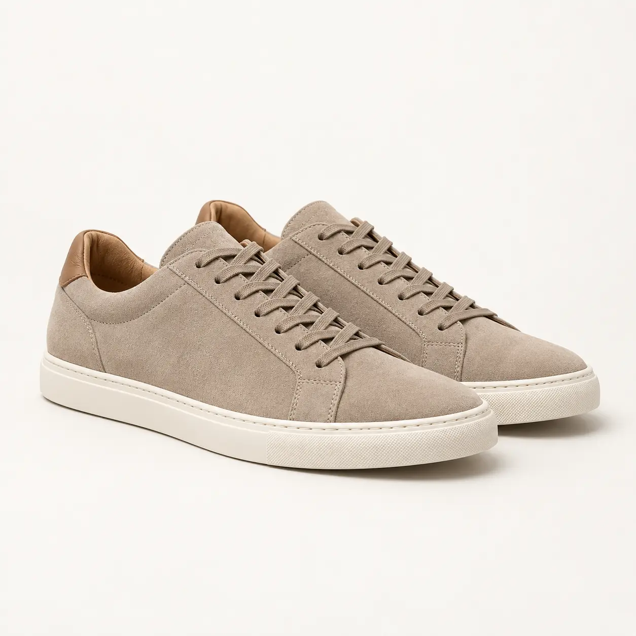 Stone Minimal Suede Trainers demonstration image